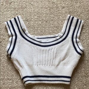 Striped Knit Crop Top - White and Black